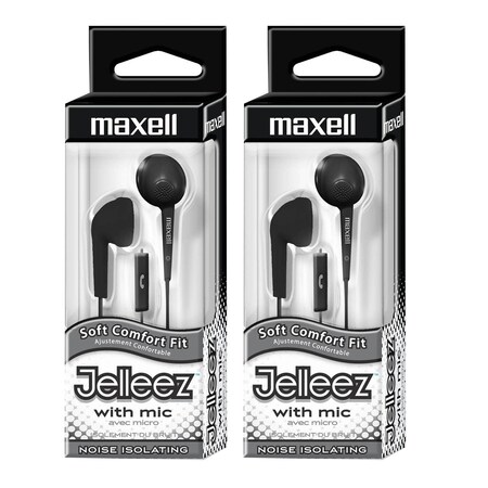 Maxell Jelleez Soft Earbuds with Mic, Black, PK2 MAX191569